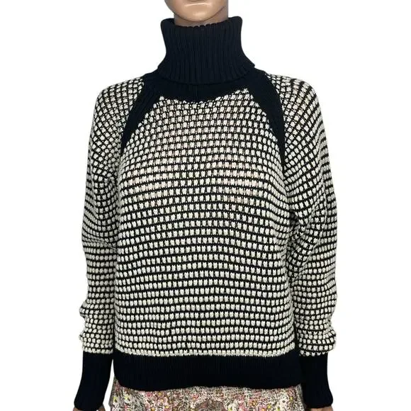 Cleobella womens Madison Knit Sweater Black/Ivory size Small Cotton Turtleneck - Picture 4 of 16